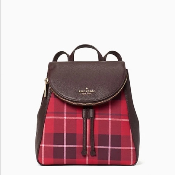Kate spade leila plaid medium flap backpack - Picture 1 of 4